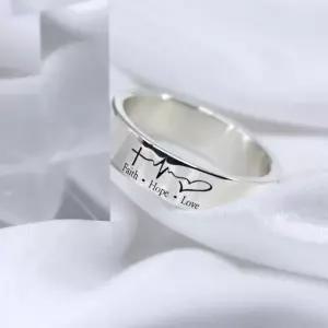 실버 믿음 소망 사랑 십자가 각인 은 평반지-WFGC9QH