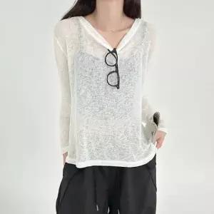 시스루 긴팔 여성 티 커버업 (WFK6954)