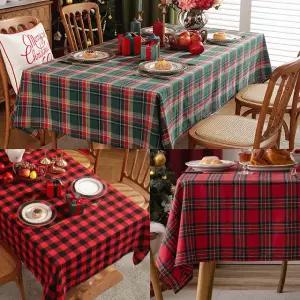 크리스마스 식탁보 테이블보 4인용 커버 원형 감성 체크무늬 캠핑 카페 성탄절 겨울 홈파티