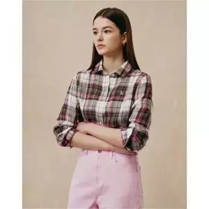[헤지스여성]헤지스 여성 린넨 긴팔 체크 카키  (HSSH5B311K2)