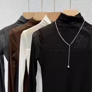 이너티 시스루 폴드넥 망사 티셔츠 슬림핏 5종 freesize