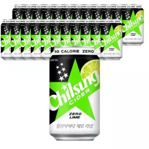 롯데 칠성사이다 제로라임 355ml X 24캔 탄산 캔음료