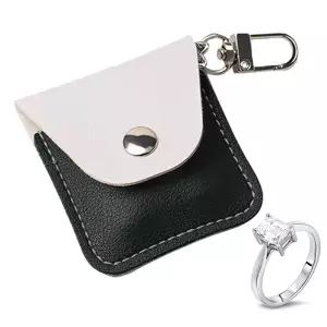 KONIDUN 레더 링 홀더 키 체인 헬스용 휴대용 주얼리 트래블링 키퍼 케이스 결혼 반지와 목걸이용 블랙