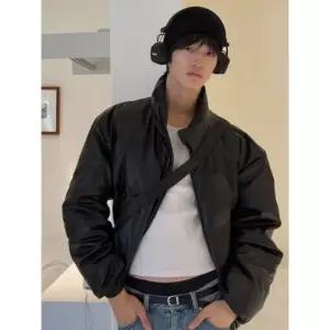 8seconds 페이크 레더 하이넥 푸퍼  블랙