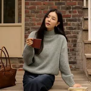 유니 램스울 컬러팝 반목니트