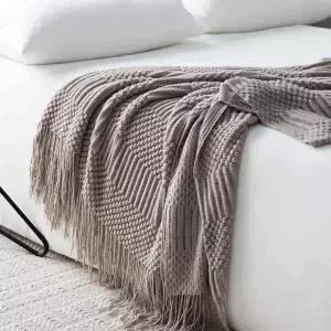 캠핑 니트 켓 러그 망토 이불 글램핑 꽈배기 판초 베드러너