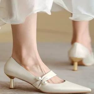 피로연구두 결혼식흰구두 연회장 스틸레토 구두 빅사이즈