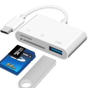 [미국배송] USB C 카드 리더 3 IN 1 TO MICRO SD TF 메모리 패드 프로 크롬북 XPS 삼성제품호환 S10/S9 및 기타 장치와 호환 가능
