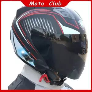 오토바이 하프 헬멧 안개 방지 듀얼 렌즈 블루투스 헬멧 DOT 3C 인증 Casco Moto Motocross ABS 소재