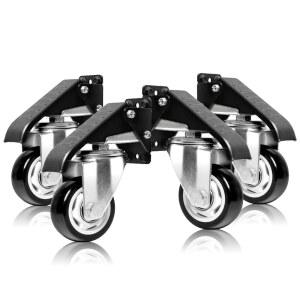 [미국배송] 파워텍 워크벤치 캐스터 키트 세트 4개 측면 장착 옵션 및 400파운드 하중 워크벤치 테이블 스탠드 장비용 3인치 접이식 스텝다운 휠(17001)