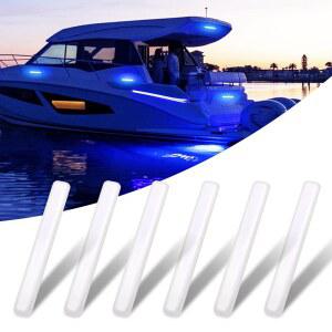 HUSUKU 6PCS LED 해상 조명 6인치 12V 블루 보트 실내 IP65 방수 데크 스트립 라이트 COB 트랜섬 내부/콕핏/낚시/보트/요트/RV/카용 Seft 접착 마운트