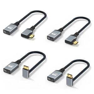 4K 미니 소형 HDMI 호환 어댑터 케이블 카메라 캠코더 노트북 HDTV 모니터용 20cm 편조 연장 코드