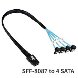 내부 미니 소형 SAS SFF-8087 - 4 SATA 3.0 직각 변환기 케이블 36핀 7핀 6Gs 하드 드라이브 서버