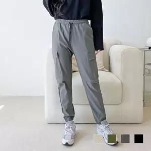 고품질 일자 면바지 여성바지 배기팬츠 캐쥬얼 허리밴딩 면 (WFJ46KA)