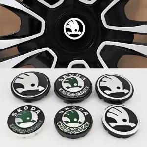 자동차휠캡 4개 56mm 65mm 그린 블랙 크롬 자동차 휠 센터 캡 스코다 림 허브캡 커버 엠블럼 배지 로고 스