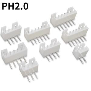50개 PH2.0 곡선 니들 핀 헤더 커넥터 2P 3P 4P 5P 6P 7P 8P 9P 10P 12핀 2.0mm 피치 직각 소켓 PH PCB jst