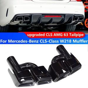 [호환품]2012- 메르세데스 벤츠 호환 CLS 클래스 W218 배기관 업그레이드 스테인레스 스틸 블랙 머플러 노