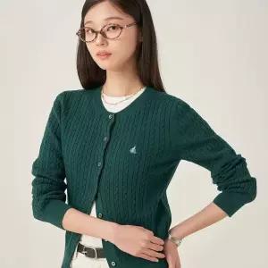 [백화점 정품] 빈폴 레이디스 Essential 코튼 슬림케이블 가디건 카디건 그린 BF585AE01M