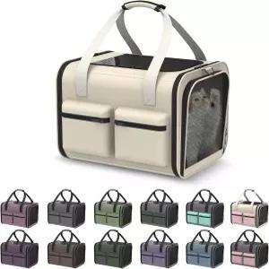 캣 캐리어 소프트 항공사 승인 - 최대 15파운드 반려동물용 소형견 여행용 가방 고양이 및 소형견용 통기성