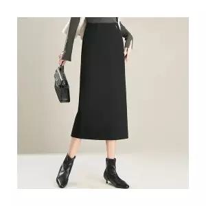 여자 데일리 H라인 스커트 모직 가을 겨울 도톰한 미디엄 롱 뒤 트임으로 힙을 감싸 슬림핏 캐시미어 일자