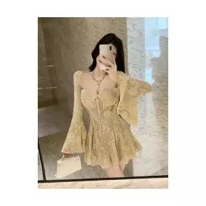 여자 레이어드 레이스 원피스 자수 넥 쇼트 추동 생일 드레스 스커트 SPO마켓4