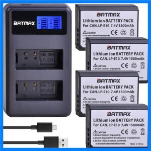 4x LP-E10 LP E10 LPE10 카메라 배터리 + Canon EOS 1100D 1200D 1300D Kiss X50 X70 X80 Rebel T3 T5 T6