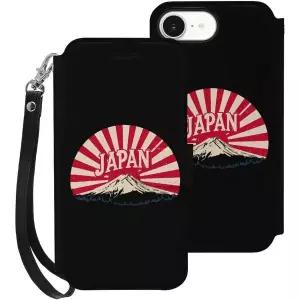 일본 국기 디자인의 세련된 가죽 플립형 휴대폰 케이스 (아이폰 16/16 플러스/16 프로/16 프로 맥스/16 E