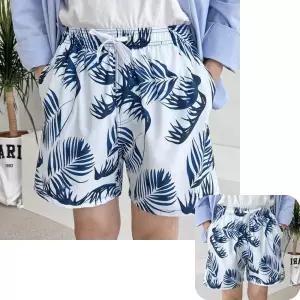 파인테라 블루 남자 나뭇잎패턴 하의 스윔팬츠 래쉬가드 남성 수영복바지