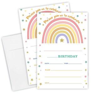 봉투 스타 가 포함된 EXW 4 x6 생일 초대장 20 필인 가족 및 친구를 위한 파티 용품 장식 A02