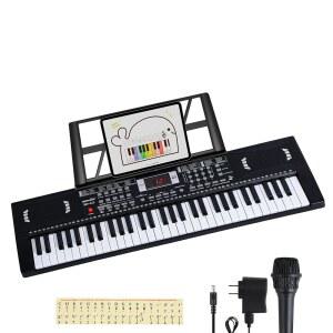 [미국배송] 키보드 피아노 61 키 일렉트릭 피아노 듀얼 스피커 마이크 포함 휴대용 디지털 용 음악 전자 생일 크리스마스 선물
