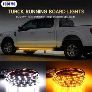 차량용 전등 1pair1.2/1.5/1.8M DRL 사이드 스텝 스트립 바 트럭 LED 러닝 보드 조명 앰버 마커 키트 픽업