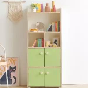 거실책장 거실서재 낮은책꽂이 12 모듈 4단 4도어 600