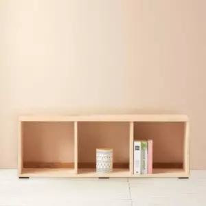 오픈책장 책장선반 거실책꽂이 1단 3칸 고무나무 LY564