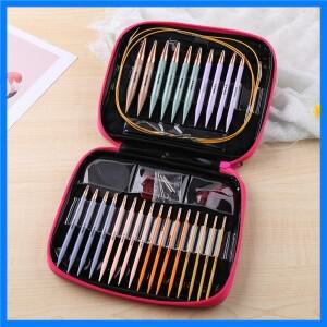 10/13 쌍 크로셰 후크 원형 뜨게 바늘 세트 플라스틱 케이스 포함 DIY 홈 아트 공예 직조 바느질 도구