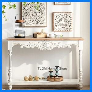 프랑스 원목 콘솔 테이블 가정용 가구 콘솔 테이블 레트로 오래된 복도 입구 복도 테이블 아트 장식