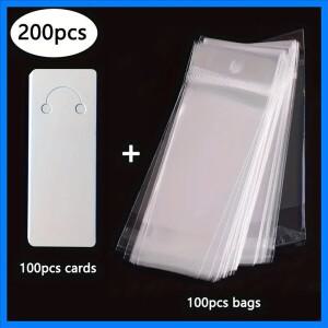 200개 키체인 디스플레이 키트: 재활용 가능한 카드 100개와 투명 가방 100개로 소매 판매 준비 완료. 부티