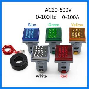 AC 60-500V 1-100A LED 디지털 전압계 전류계 헤르츠 HZ 신호등 220V 전압 전류 측정기 볼트 앰프 테스터