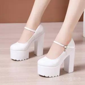 웨딩 하이힐 둥근 작은 싱글 신부구두 신부신발 높은 밑창