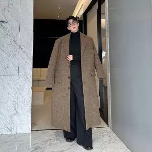 가을 기본 싱글 양가죽 데님 여성 램스킨 롱코트 재킷