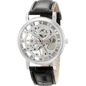 ShoppeWatch 수동 감기 손목시계 기어가 노출된 스팀펑크 핸드워치 남성용 남녀 공용 스켈레톤 기계식 투명 시계 블랙 가죽 밴드 MW-07