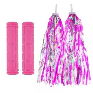 카스테코 2팩 자전거 핸들바 스쿠터 스트리머 및 그립 2종(핑크)