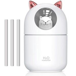 휴대용 소형 , 야간 조명이 있는 YIMIKE 300ml 미니 쿨 미스트 USB 개인 자동 차단, 초조용, 2가지 모드, 홈 오피스 여행에 적합