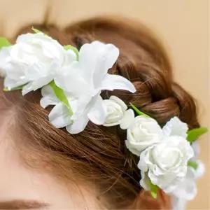 브라이덜 웨딩촬영 머리 흰꽃 플라워 화관 홈데코 신부사진 카페소품