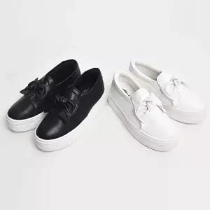 여성슬립온 키높이 편안 신발 리본 단화 여자 유행 슬립온 슈즈