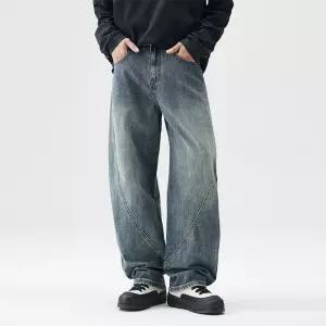 후니오 남성일자청바지 겨울 일자핏 청바지 추동 패치 커브 팬츠 배기핏 UNO4