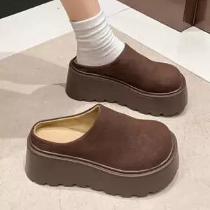 여성 베이직 스트랩 웨지 플랫폼 슬리퍼 통굽 키높이 사무실