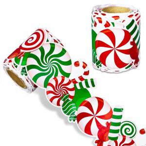 크리스마스 홀리데이 파티 교실 칠판 벽 장식용 Whaline 32.8피트 캔디 페퍼민트 게시판 레드 그린 지팡이 롤 셀프 접착식 테두리 장식 스티커