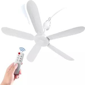 멍네시리 28인치 천장 선풍기 AC 110V/DC 12V 실내 실외 가제보 전기 리모컨 휴대용 걸이 플러그 포함