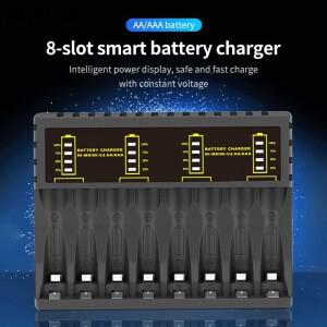 카메라 충전기 Ni-MH/Ni-Cd AAA/AA 충전식 배터리 단락 보호 충전기용 LED 표시기가 있는 8개 슬롯