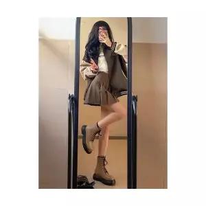 여자 쉬폰 스커트 시폰 A라인 플리츠 추동 하이웨스트 도톰 BE4